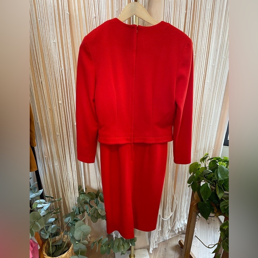 Vintage red Caron Chicago Red Long Sleeve Dress size 10 - Picture 5 of 11